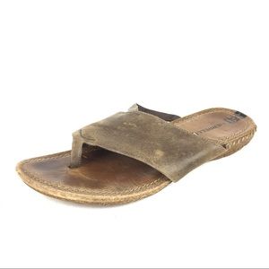 Merrell Brown Leather Toe Loop Flip Flop Wmns 9